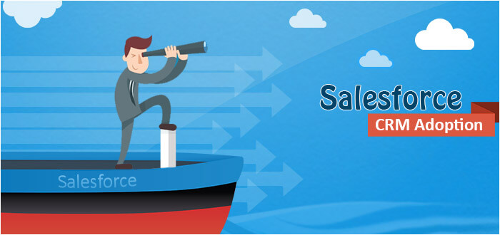 Vector Image with some cloud Icons and guy is looking for salesforce